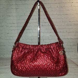 Brighton Raspberry Leather Heart Embossed Shoulder Bag